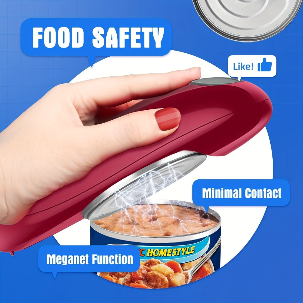 Cordless One-Touch Can Opener in Two Models: Black Big Helper or Red Master Opener Selection