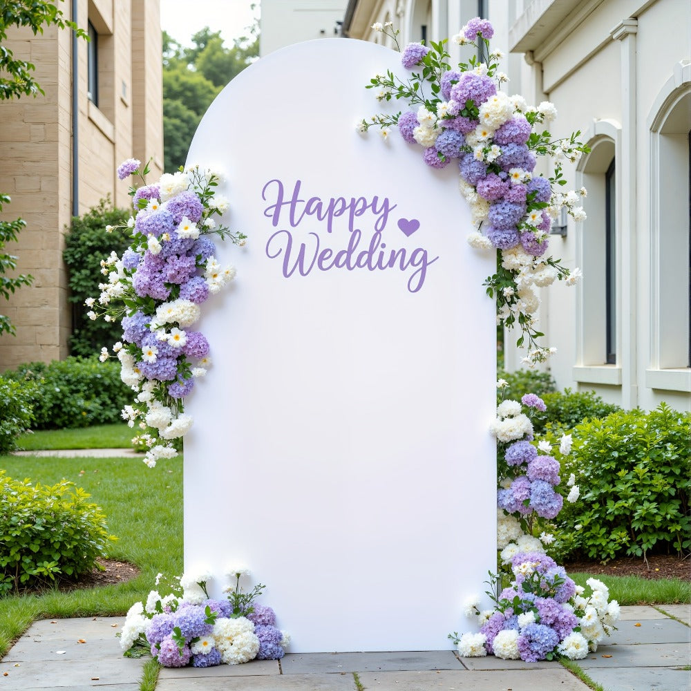 Wedding Arch Cover 6ft Polyester Fitted Round Top Backdrop Cover, Wrinkle-Free Machine Washable, for Wedding Ceremony Birthday Party Gender