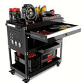Rolling Tool Cart 3-Tier Pegboard Organizer Locking Drawer 4 Swivel Casters for Garage Workshop Mechanics Black Yellow