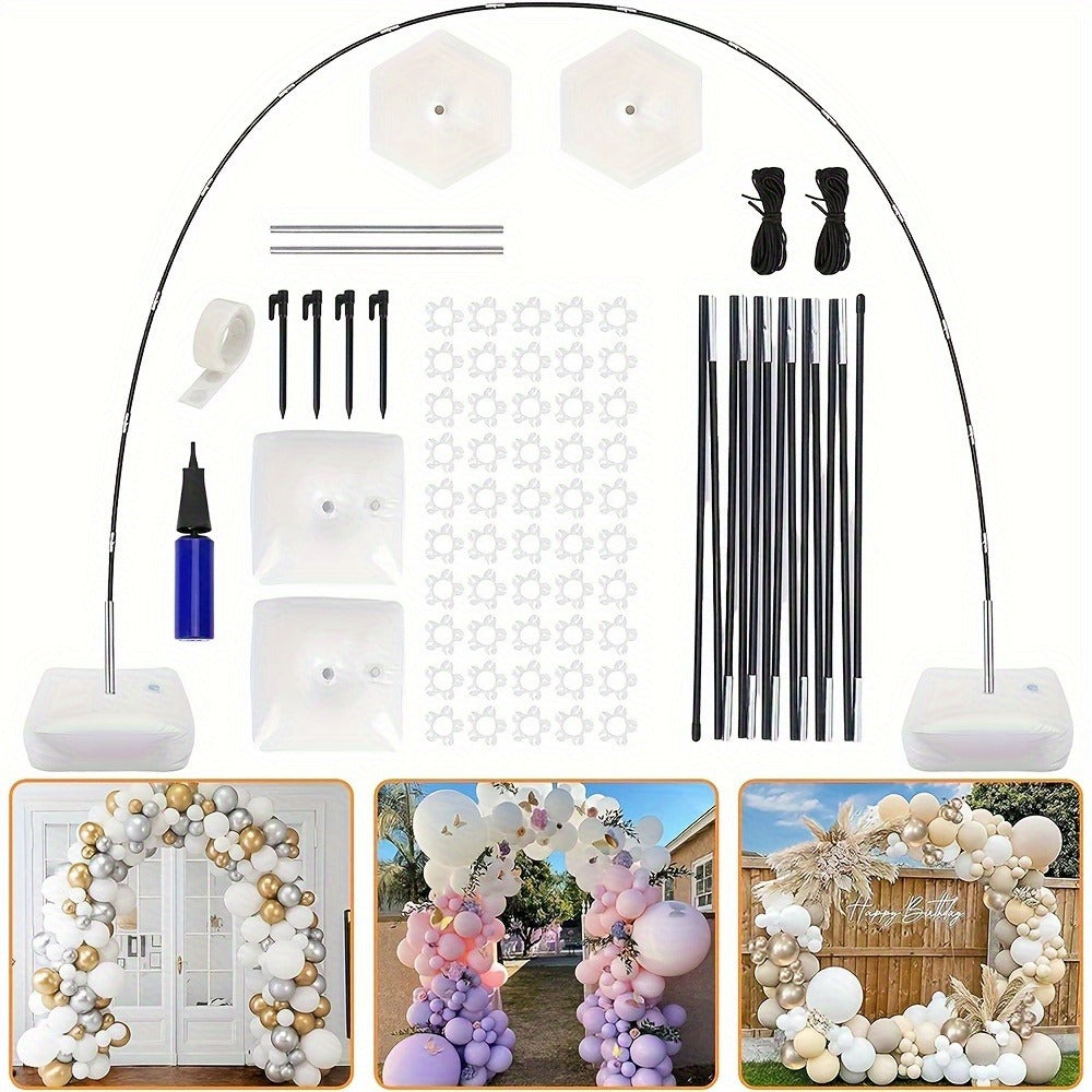 Balloon Arch Kit with Base Stand – Adjustable Floor Arch Stand, Water Fillable Base, Pump & Clips Included