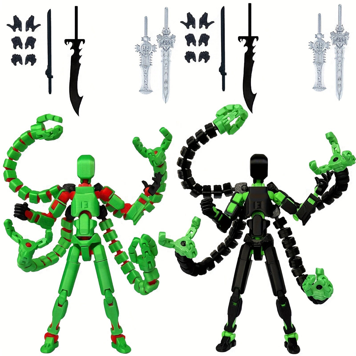 2pcs T13 Multi-Joint Action Figure Robot Set – 3D Printed Articulated Nova T-13 Mobile Robot Doll Desktop Decoration Game Enthusiast