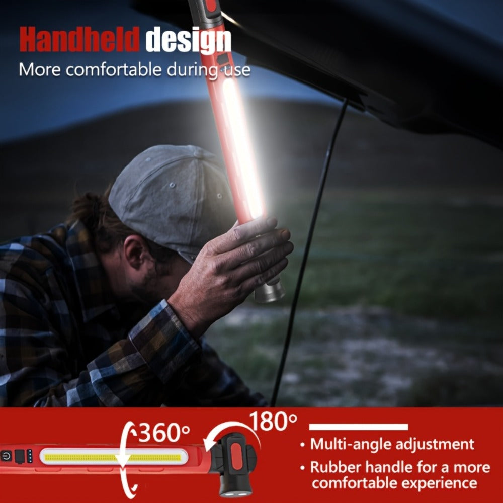 LED Work Light Bar 3000LM Rechargeable Construction Site Lighting Lamp, Hanging Hook, Portable Underhood Work Light for Auto