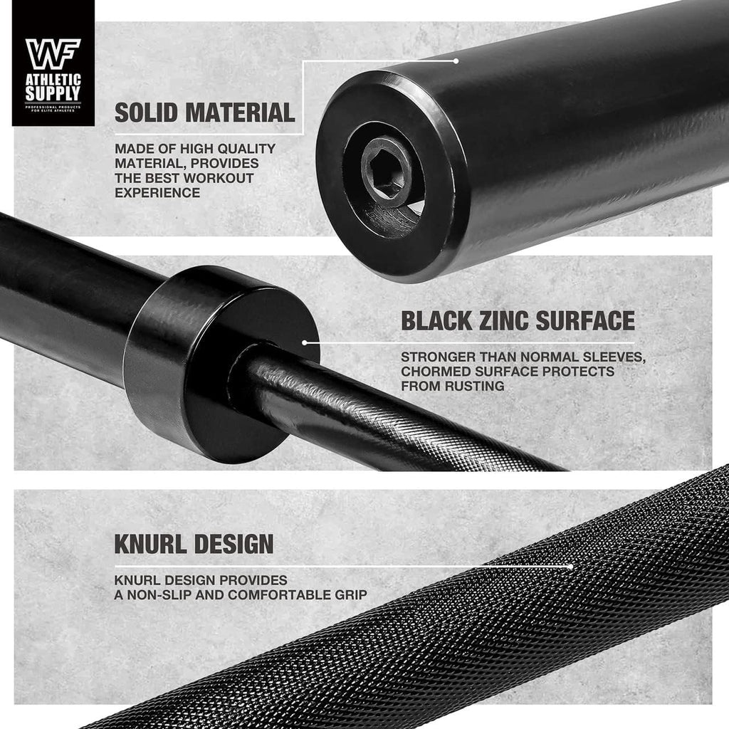 6FT Olympic Barbell Bar 2 Inch | 28mm Grip Shaft Cold Rolled Steel | 30lb Weightlifting Bar for Squat Deadlift Bench Press Powerlifting |
