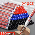 Deep Hole Marking Pens 29 Pack – Long Point Oil-Based Woodworking Markers, Multi-Color Red Blue Black Pencils for Wood, Ceramic