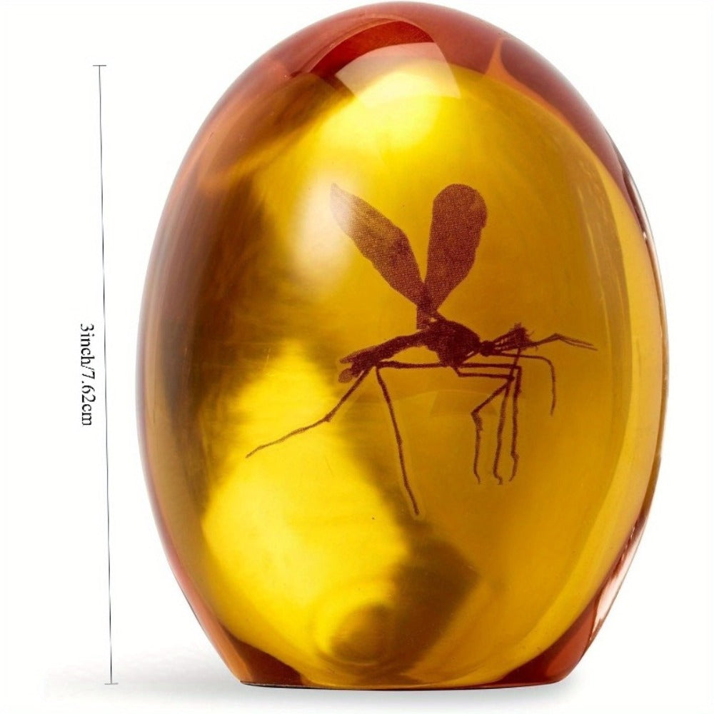 Amber Resin Mosquito Figurine 3 Inch Prehistoric Insect Replica Collectible Paperweight Faux Amber Specimen Desk Decor Natural History Gift
