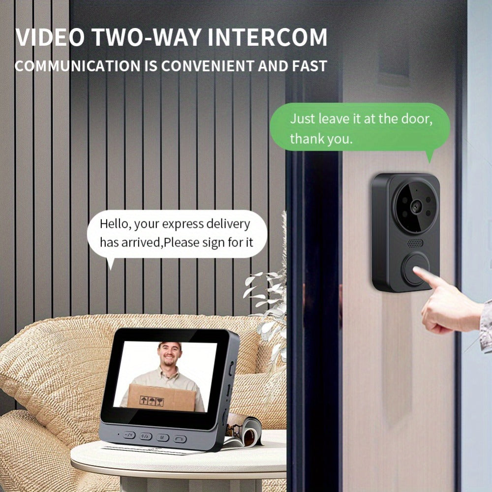 No WiFi Video Doorbell with 4.3" Indoor Monitor 1080P FHD, 120° Wide Angle, 850nm Night Vision, Two-Way Video Intercom