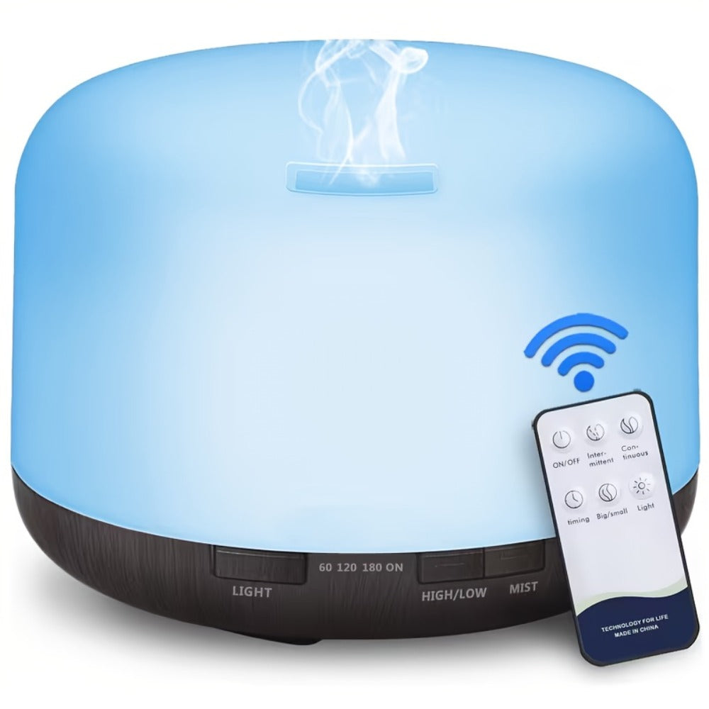 500ml Aroma Diffuser with Continuous or Intermittent Mist, Seven-Color Light, Four Timers and Remote Control