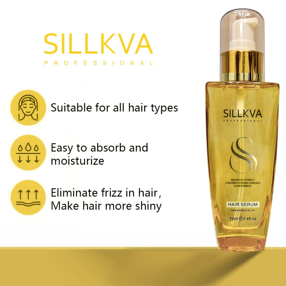 Moroccan Argan Oil Hair & Skin Treatment with Applicator Brush 2.4oz - Anti Frizz Smoothing for Bath Time, Home Spa and Personal Care