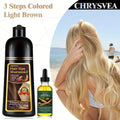 Hair Dye Shampoo, CHRYSVEA 500ml Bottle with 30ml Hair Oil and Nine Shade Options Set for At-Home Color Selection