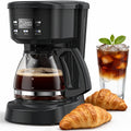Five-Cup Programmable Drip Coffee Maker with Glass Carafe, Reusable Filter and Black or White Finish