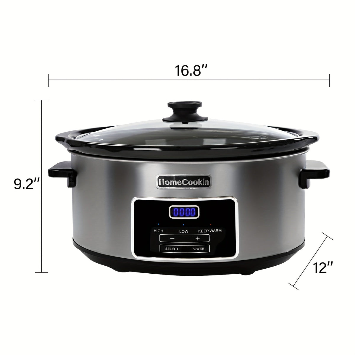 Slow Cooker 7.5 Quart Digital Programmable with Timer Ceramic Pot Stainless Steel Housing for Entryways, Bedrooms and Living Spaces