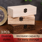 Jewelry Box with Lid & Lock Clasp Set of 3, Vintage Wooden Storage Boxes for Jewelry, Daily Essentials & Gift Packaging