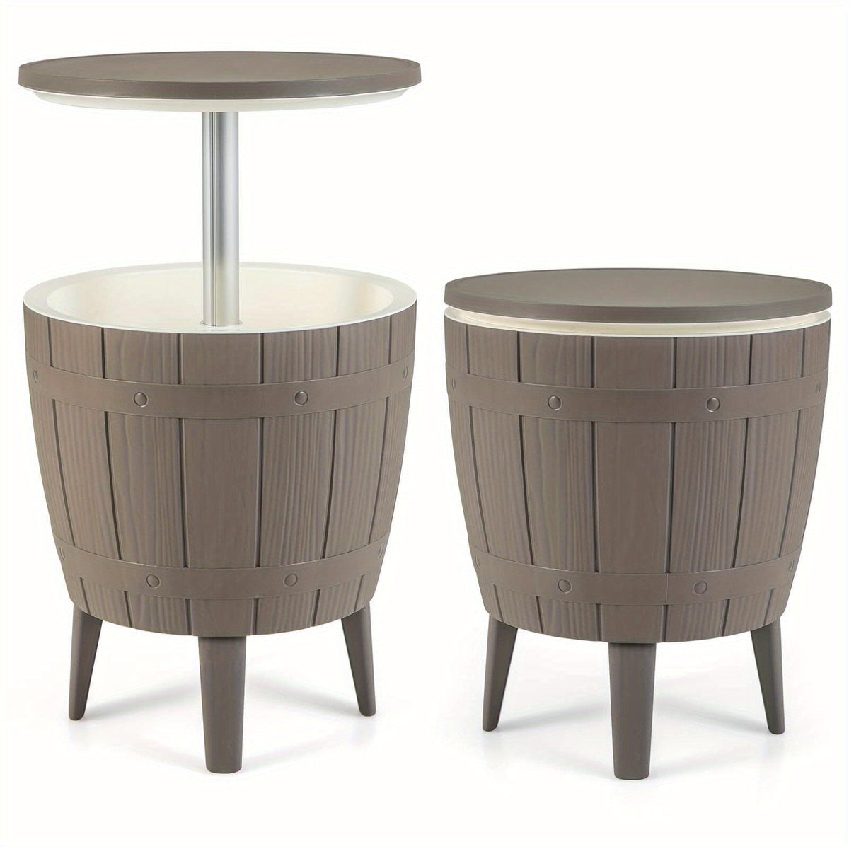 Outdoor Cooler Bar Table 3-in-1, 10 Gal Ice Bucket, Coffee Table & Serving Station, All-Weather PP