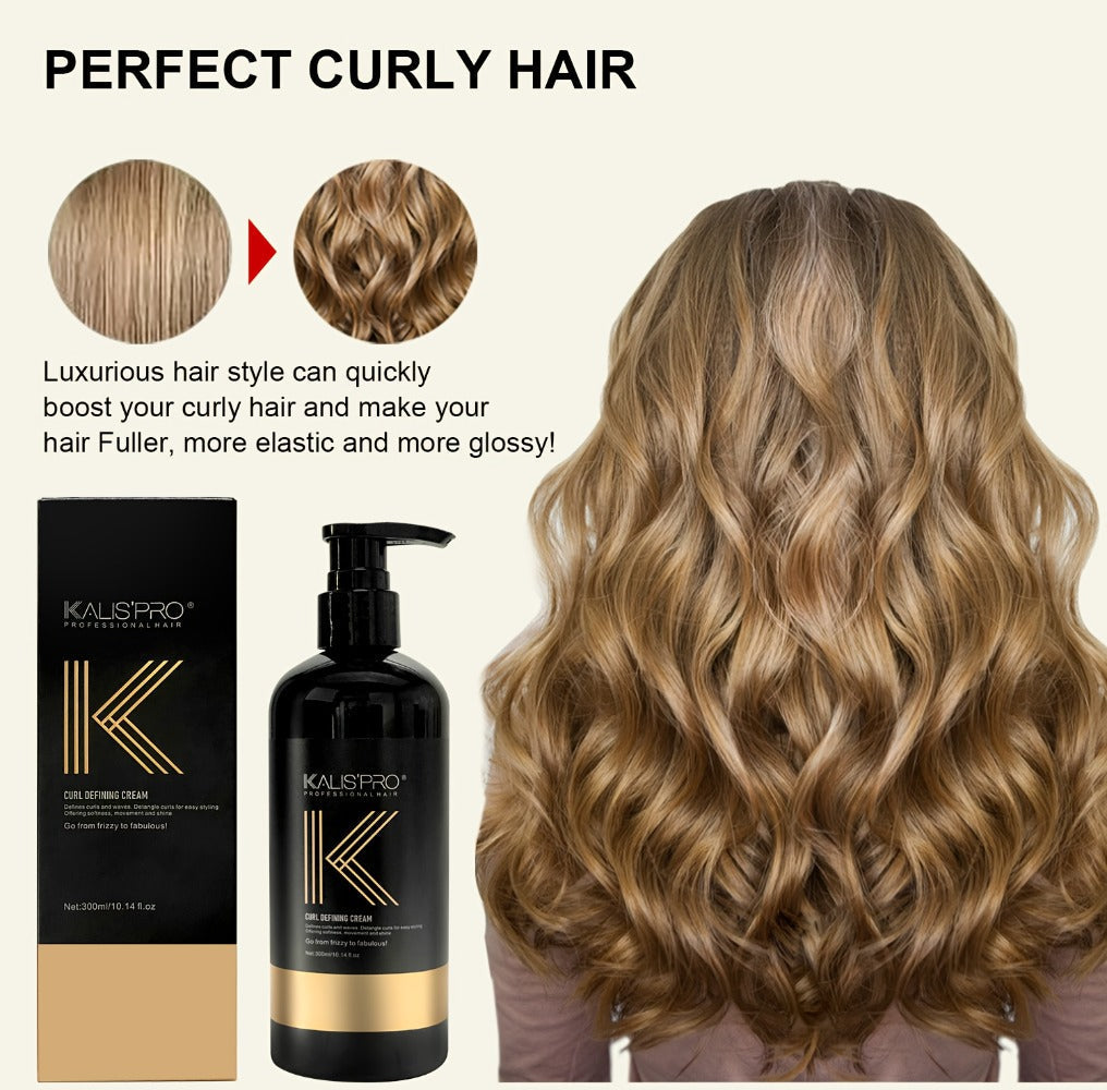 Curl Defining Cream 300ml for Curly Wavy Coily Hair, Frizz Control, Hold, Antistatic Scalp-Safe Hair Styling Cream for Women and Men