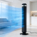 Floor-Standing Tower Fan with Circular LED Display, 7.68-Inch Base and Black, White or Gray Finish