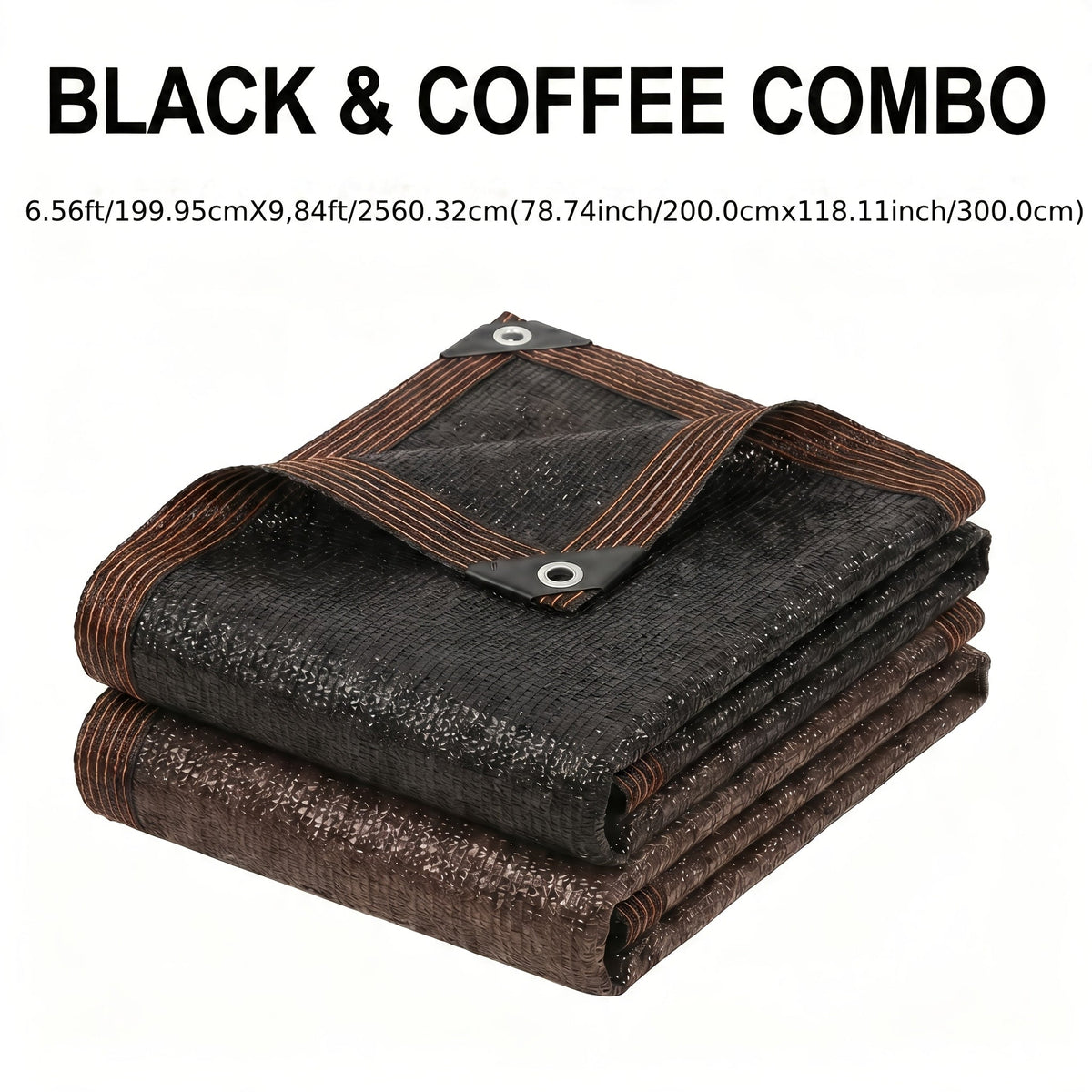 Shade Sail shown in the 1-PC Black + 1-PC Coffee, 2mi*3mi=78.74inch*118.11inch option