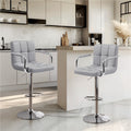 Bar Stool Set of 2 with Padded Armrests, Adjustable Swivel Pedestal, Footrest and Five Colors