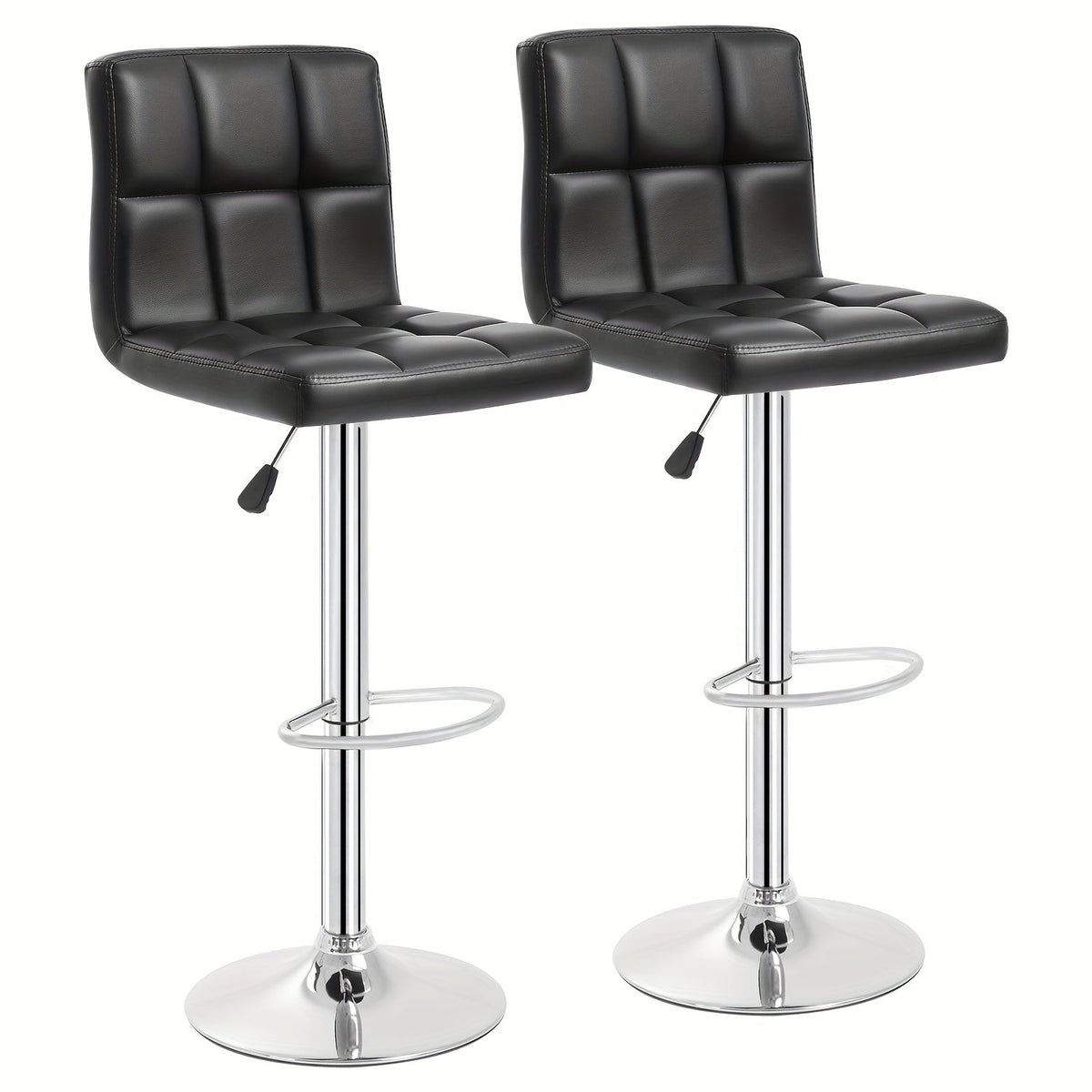 2-Piece Set Faux Leather Bar Stool with Footrest for Kitchen