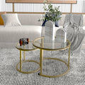 Coffee Table 2-Piece Round Nesting Set with Glass Tops, Metal Frames and Seven Glass-and-Frame Combinations