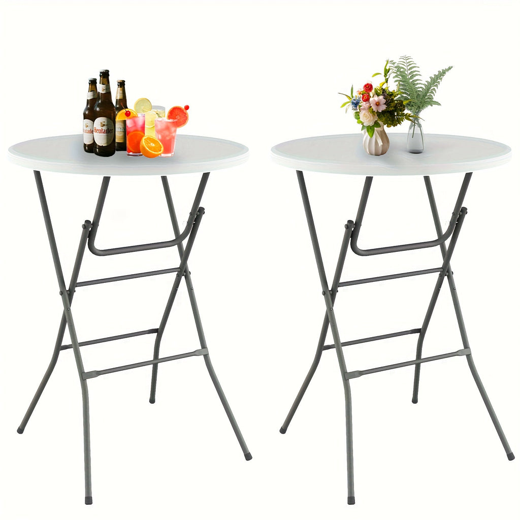 2-Piece Set Round Folding Table, Portable Fold-Up Table for Patio