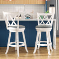 Bar Stool Set of 2 with Wood X-Back, Padded Seat, Swivel Base and 24in or 29in Seat Height