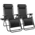 2-Piece Set Zero-Gravity Outdoor Lounge Chair with Cup Holder