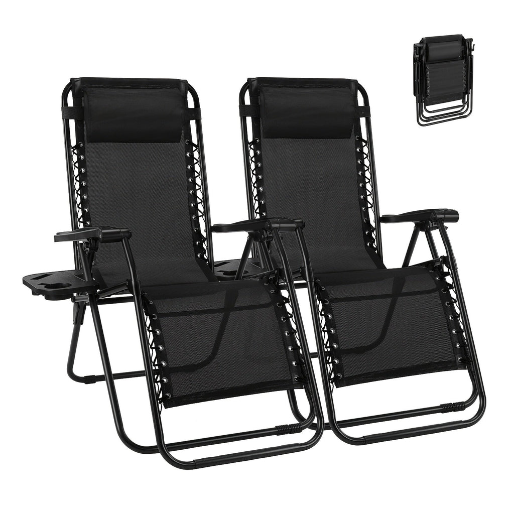 2-Piece Set Zero-Gravity Zero Gravity Chair with Adjustable Headrest for Patio