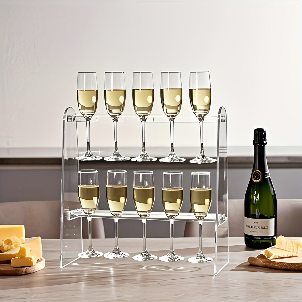 2-Tier Acrylic Wine Glass Rack with Wine Glass Holder for Kitchen