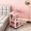 2-Tier Rolling Bedside Table with Rolling Wheels for Living Room