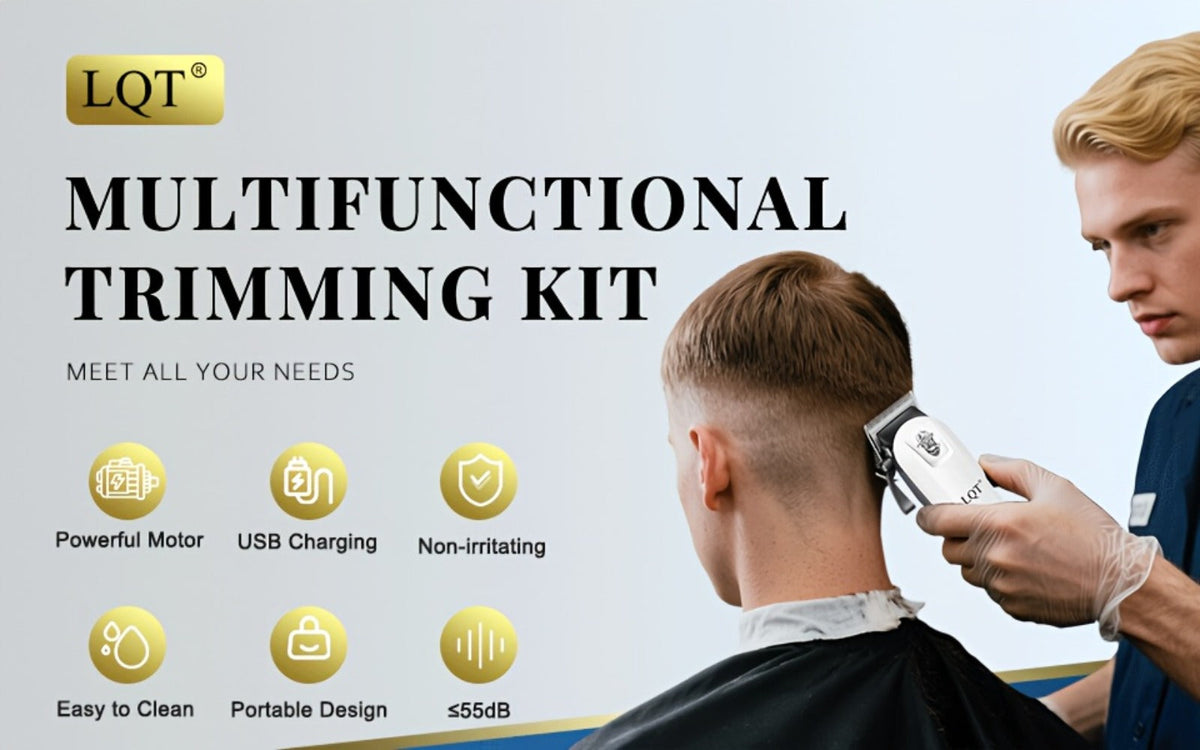 LQT White Hair Clipper Set with Digital Displays, USB Charging and Choice of 2-, 3- or 4-Piece Kits