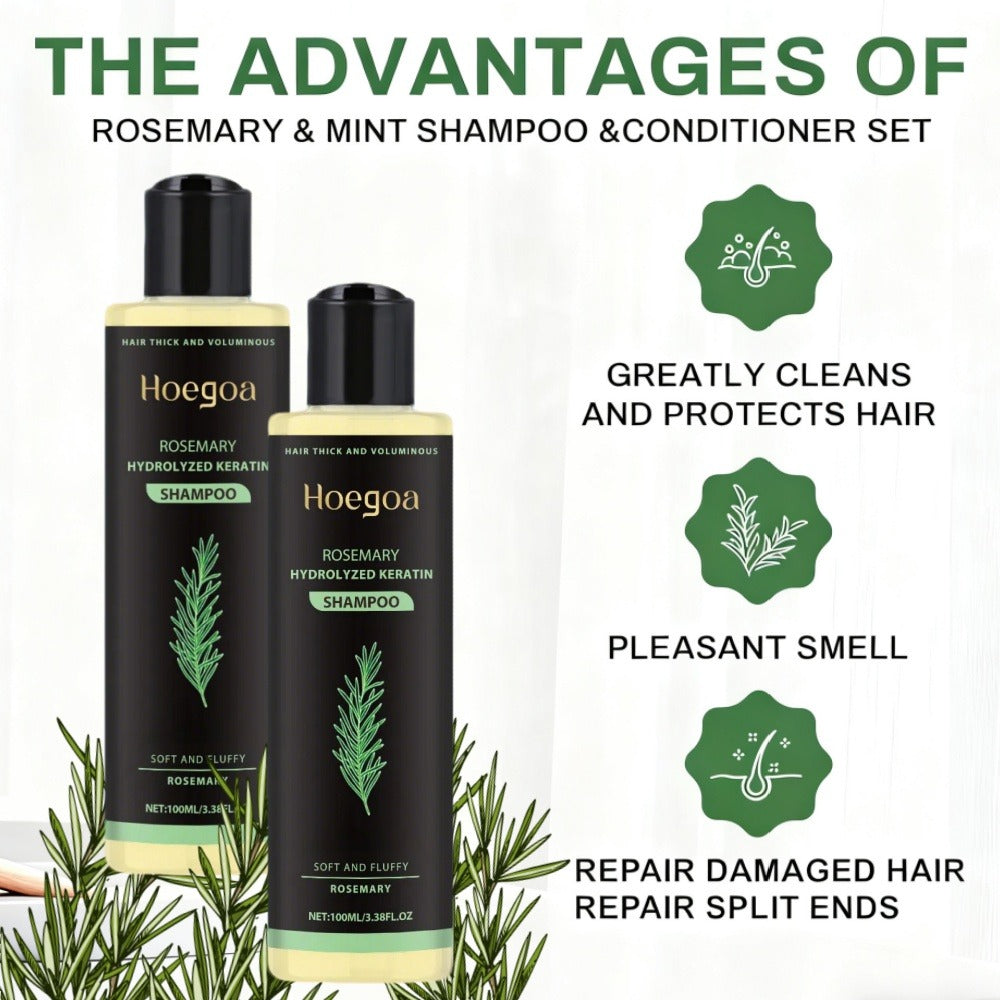 Rosemary Shampoo 2 Pack for Women & Men, Deep Cleansing Strengthening Hair Care with Rosemary Extract