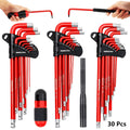Hex Key & Torx Wrench Set 30-Piece – Long Arm Ball End Allen Wrenches with T-Handle & Extension Bar | SAE