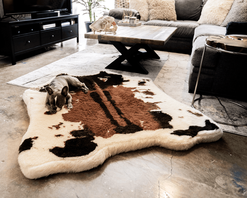 Faux Cowhide Memory Foam Dog Bed, Original (55" L x 50" W)