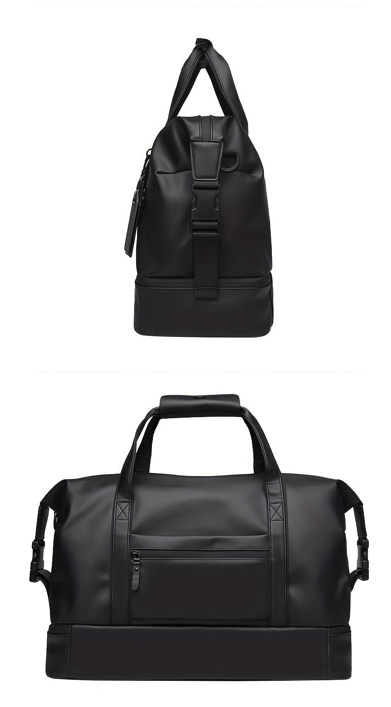 Gym Duffel Bag with Wet Pocket & Shoe Compartment – Foldable PU Leather Sports Travel Bag for Workouts, Weekend Trips & Everyday Use