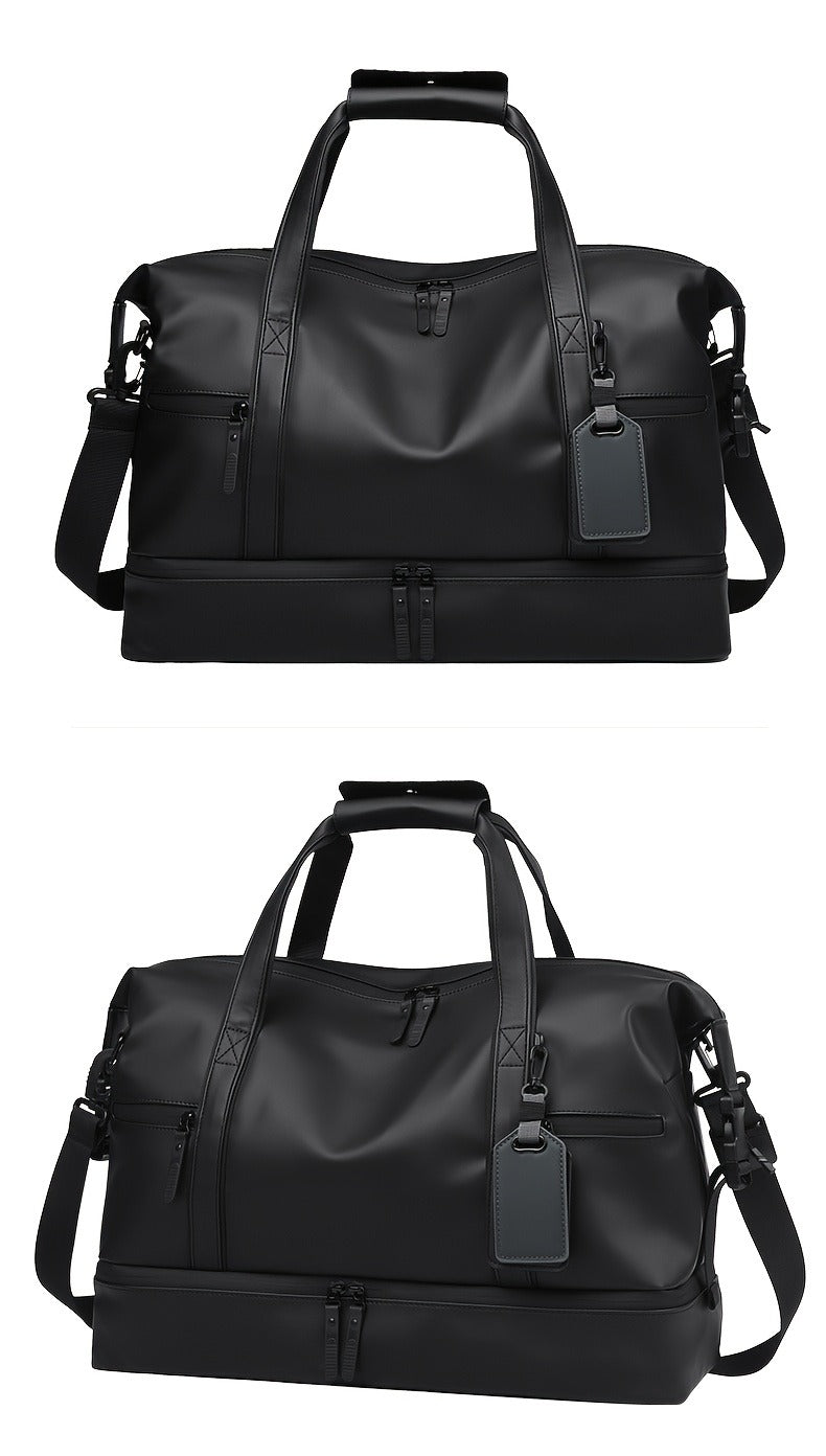 Gym Duffel Bag PU Foldable Sports Duffle with Shoe Compartment & Wet Pocket – Lightweight Weekender Travel Bag for Workout, Daily Use