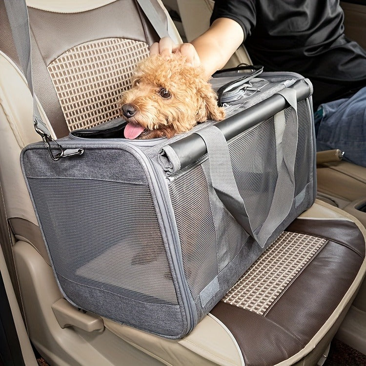 Soft-Sided Mesh-Panel Pet Carrier with Privacy Cover and Nine Color or Accessory Bundle Options