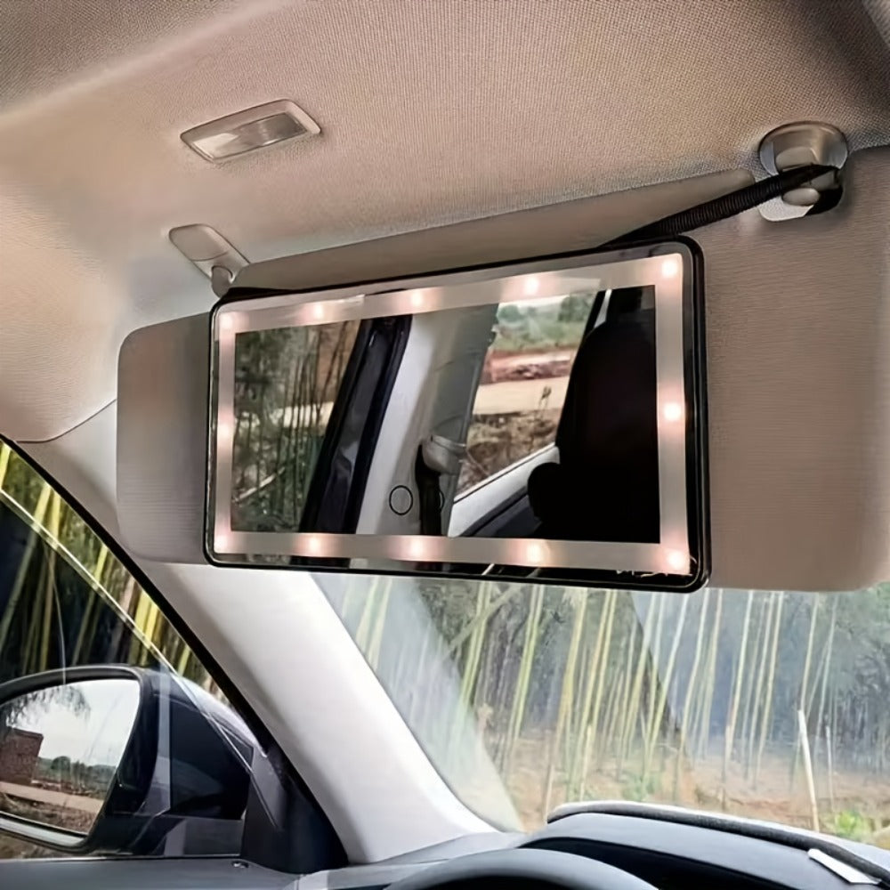 Car Visor Makeup Mirror LED Lighted USB Powered – Sun Visor Vanity Mirror with 3 Light Modes, Universal Fit for Cars Trucks SUVs