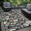 Area Rug Stone Texture Print with Four Machine-Washable Sizes for Living Room, Terrace or Camping