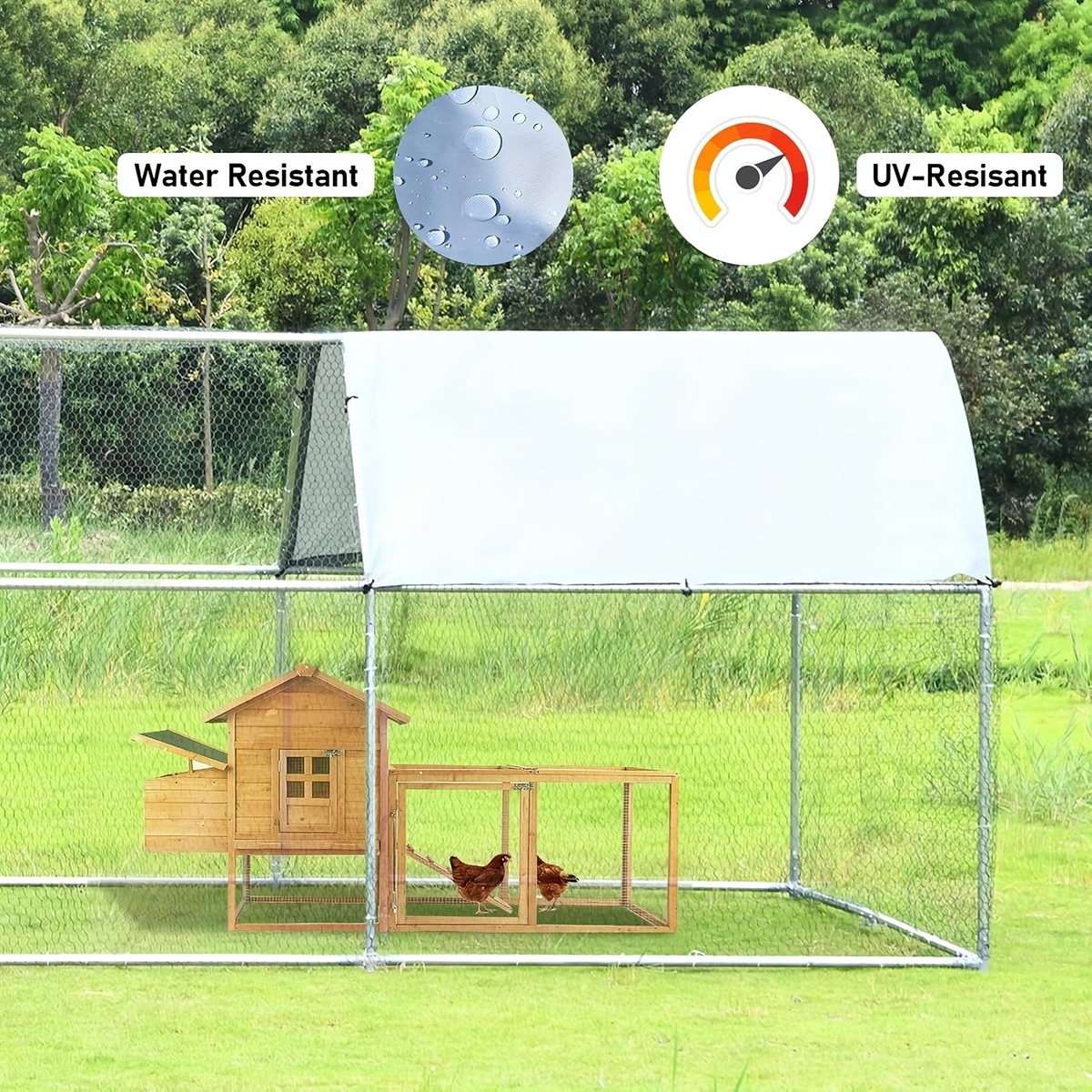 Metal Chicken Run Walk-in Poultry Enclosure with UV Protection - Dome Flat & Spire Roof Styles