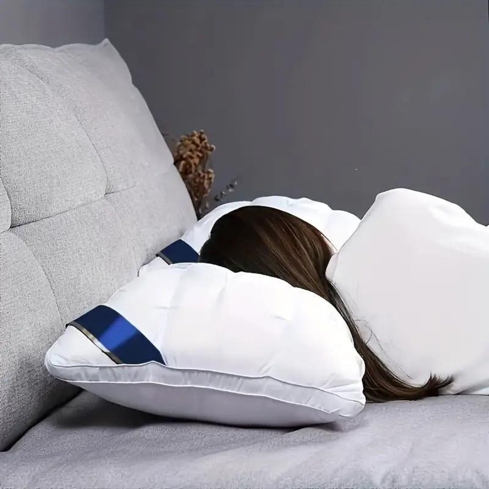 Hotel Quality Pillow Soft Polyester Fiber Deep Sleep Neck Support – No Collapse All Season Machine Washable Satin Cover Zipper Closure White