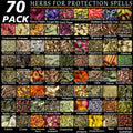 Witchcraft Supplies Herbs Kit 70 Pcs - Dried Flowers & Healing Herbs for Wicca Pagan Rituals, Magic Spell Casting