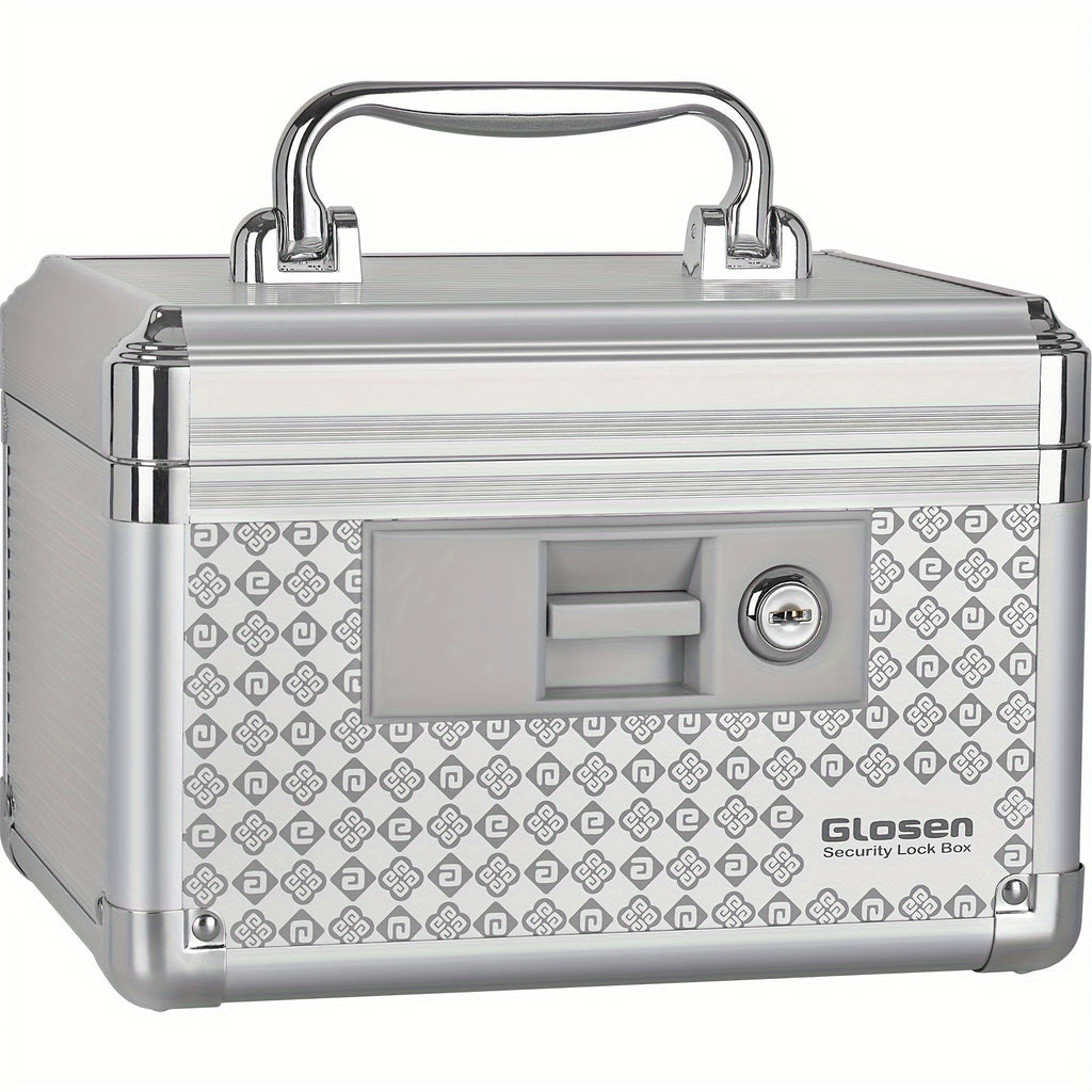Locking Medicine Storage Box Aluminum Alloy with Key Lock & Handle, High- Family Medicine Organizer