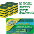 Non-Scratch Cellulose Sponge Dual-Sided with Tough Scouring Pad, Dishwashing Sponges for Kitchen