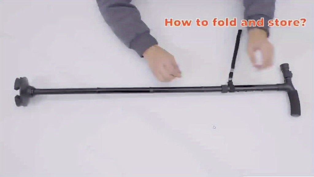 Foldable Walking Cane for Seniors Adjustable Height Folding Stick with Wrist Strap T-Handle for Entryways, Bedrooms and Living Spaces