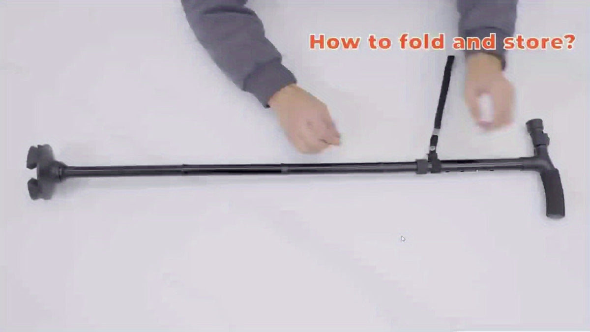 Foldable Walking Cane for Seniors Adjustable Height Folding Stick with Wrist Strap T-Handle for Entryways, Bedrooms and Living Spaces