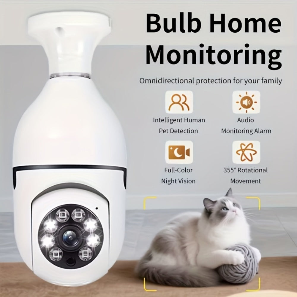 Security Camera 4MP Light-Bulb Two-Pack with Dual-Band WiFi, 360 Panoramic View and Infrared Night Vision