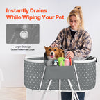 Elevated Foldable Pet Bathtub – Stand-Up Dog Grooming Tub with Carbon Steel Legs, 220 lbs Capacity & Expandable Drain Hose | 33"x18" PVC Tub
