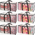 Moving Bags Set of 6, Oversized Storage Totes with Reinforced Handles & Snap-Close Lid, Space Saver Bags for Clothes