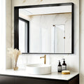 Rectangular Metal-Frame Bathroom Mirror in Black, Gold or Silver with Six Sizes and Dual Orientation