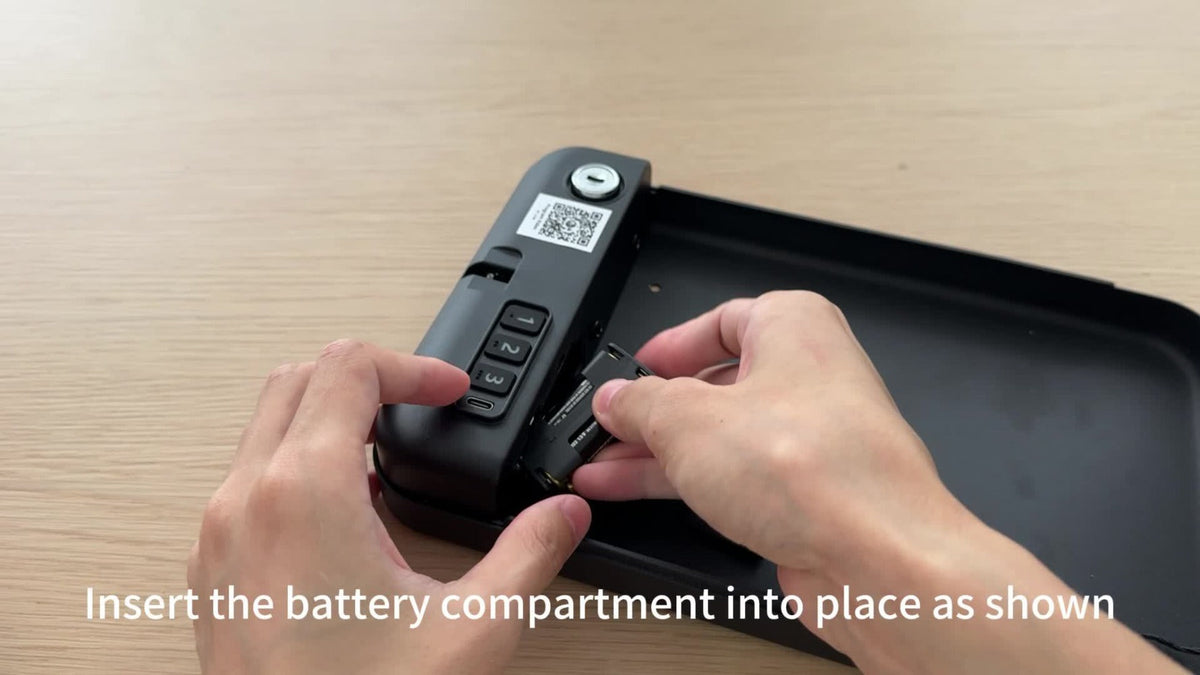 Portable Pistol Safe with Three-Digit Electronic Keypad, Backup Keys, USB-C Cable and 3.28 ft Security Cable